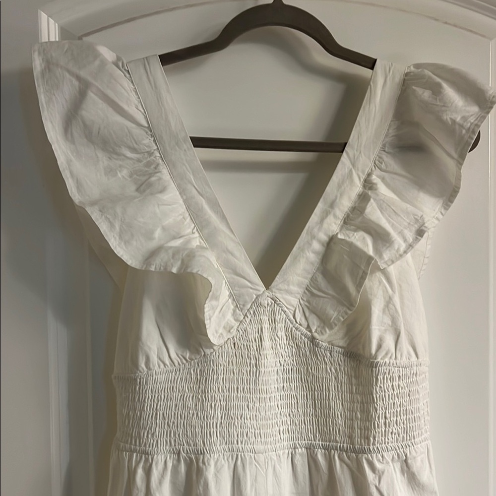Chic White Ruffled Dress - Picture 2 of 6